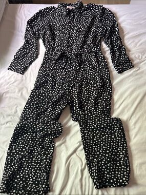 Black & White Polka Dot Long Sleeve Jumpsuit